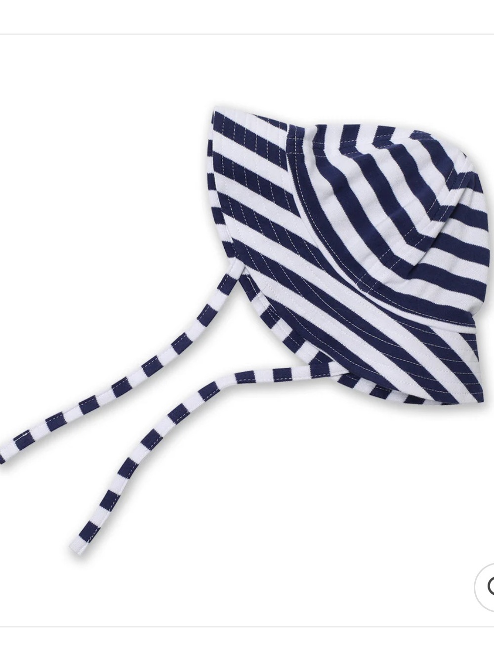 Zutano Striped Navy and White Baby Sun Hat with Ties